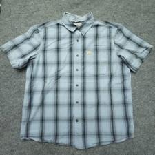 Carhartt Men's Blue Plaid Casual Short Sleeve Button Up Shirt Size XL Relaxed