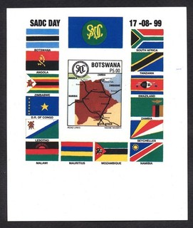 BOTSWANA 1999 SADC MAP IMPERFORATE MINI SHEET MNH. A121