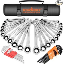 HORUSDY Ratcheting Wrench Set | 48-Piece | Cr-V Steel | 72 Teeth Ratchet Wrench