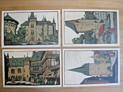 Bundle 4 x old original stone print postcard artist postcard Wernigerode Harz