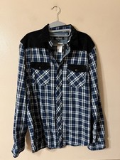 Buffalo David Bitton Mens Long Sleeve Button Up Shirt Blue Plaid Size M