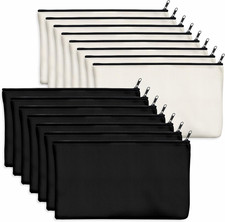 15 Pack Blank Cotton Canvas DIY Craft Zipper Bags Pouches Pencil Case for Makeup