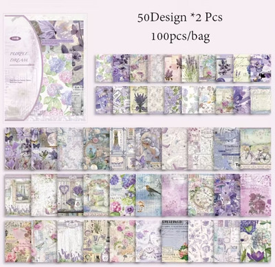100 Blätter Scrapbooking Papier Purple Dream Lila Traum - Karten Gestalten 