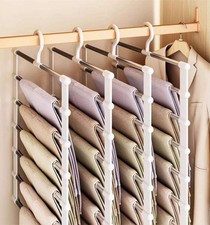 Clothes Pants Trouser Hanger Multi Layer Storage Closet Space Saver Organizer UK