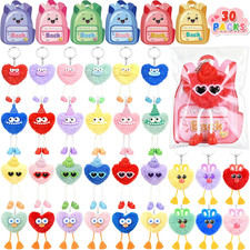 30 Pack Kids Keychains Valentine  S Day Classroom Gift Exchange, Fluffy Plush Key