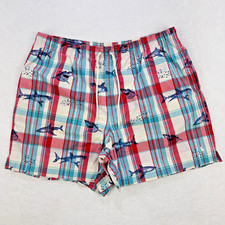 Ralph Lauren Polo Sport Swim Shorts Plaid RWB Sharks Trunks Suit XL Fish VTG Y2K