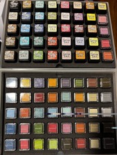 Lot of 80 Mini distressing Ink Pads, 36 Tim Holtz 44 CTMH PLUS carrying case