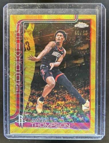 2025-26 Topps Chrome Update Amen Thompson Gold Wave Refractor #/50 Rockets