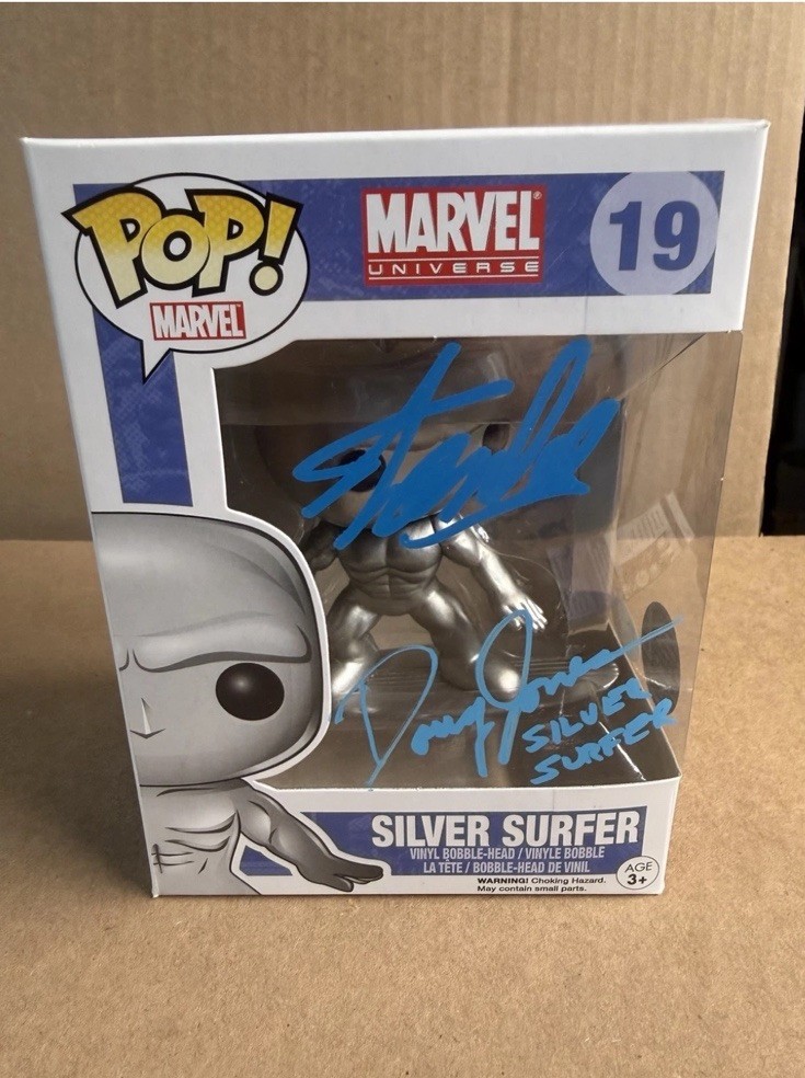 Funko Pop #19 Sliver Surfer Signed by Stan Lee and Doug Jones with COA’s Rare