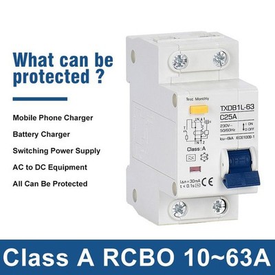 MCB RCCB RCD Type A/AC RCBO DPNL Circuit Breaker 10, 16, 20, 25, 32, 40, 50, 63A