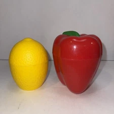 Hutzler 2 Piece Fruit And Vegetable ￼Saver Set Red Pepper And Lemon