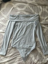 Contour Aritzia Light Blue Off Shoulder Long Sleeve Bodysuit Women  s S