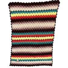 Vintage Handmade Multicolored Afghan Shell Stitch Crochet Throw Blanket Read