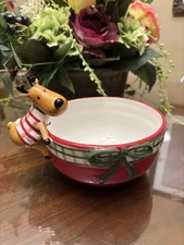 Harry & David Red Reindeer Serving Bowl 