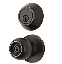 Hyper Tough Keyed Entry Ball Doorknob Lock and Single Cylinder Deadbolt Oil