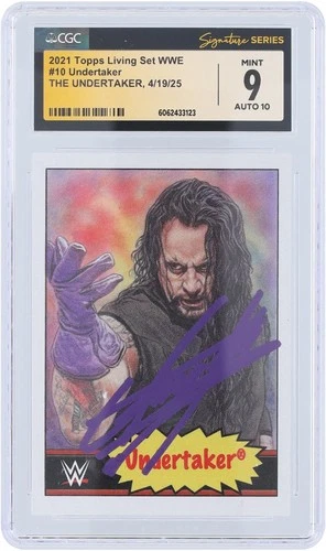 Undertaker Signed 2021 Topps Living Set Purple Ink #10 CGC Fanatics 9/10 Card