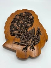 Antique Vtg Indonesian Copper Batik Peacock Stamp Printing Block Wall Decor