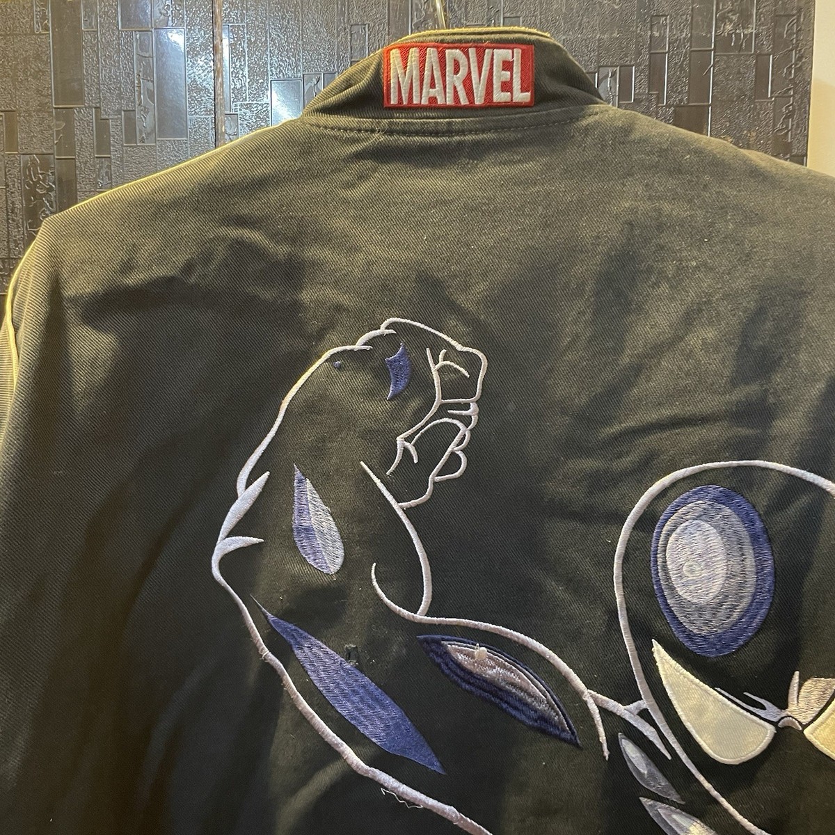 Vintage Jeff Hamilton Marvel Spider-Man Black Varsity Jacket Size