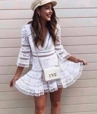 Zimmermann Lovelorn Flutter Mini Dress Size 2 AU 12 US 8 White Broderie Angel