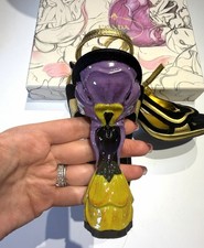Prada Runway Spring 2007 Purple Yellow Enamel Flower Strappy Heel Shoes