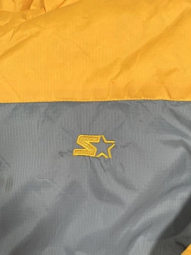 Starter Jacket Mens XL Gray Yellow Down Puffer Insulated Winter Zip STM1183NC image 4