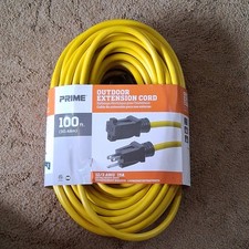 Prime Rallonge extérieure robuste 100 pieds jaune 12/3 AWG 15A