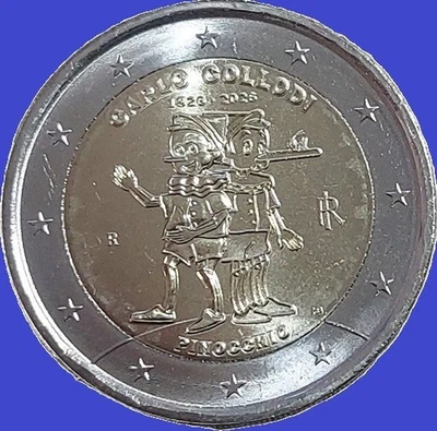 ITALIEN - 2 EUROS  Gedenkmünzen 2026 " Carlo Collodi Pinocchio "  UNC / UNZ - Bild 1 von 4