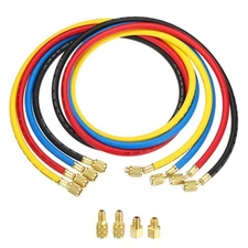 4pcs 1/4 SAE Refrigerant Charging Hose 4.9ft 800PSI Manifold Gauge Hose