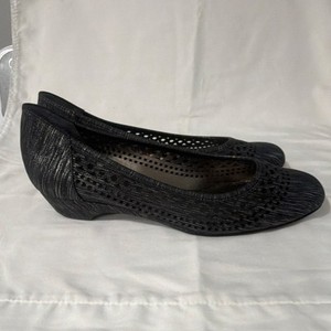 Ros Hommerson Laser Cut Slip On Flats Black Women's 8.5M Synthetic