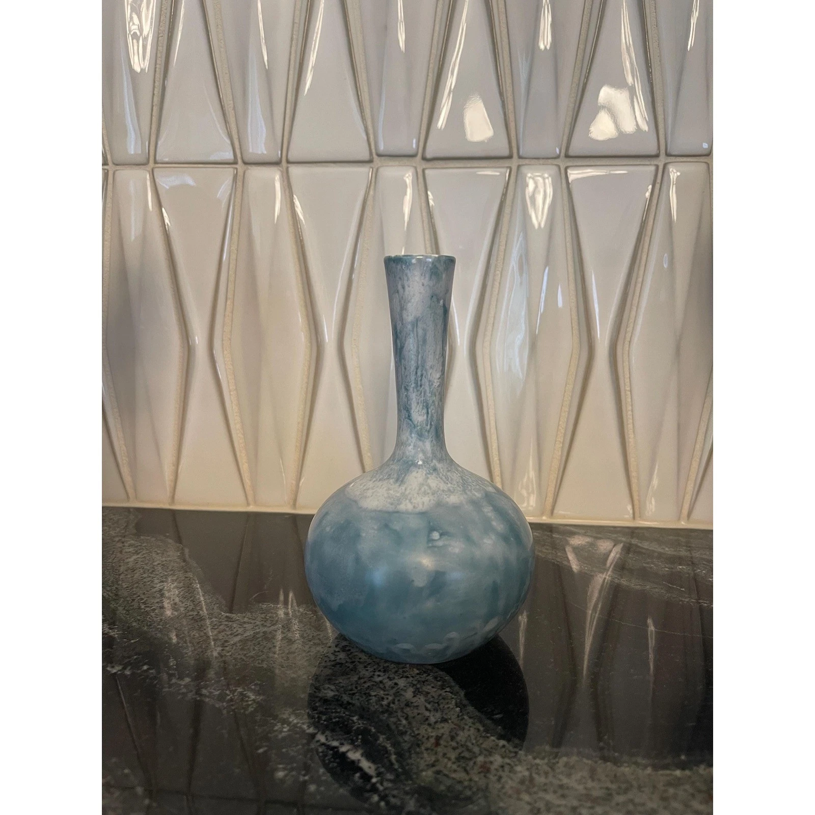Vintage Hand Painted Blue/White Bud Vase - Japanese/MCM (?)