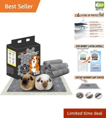 Comfortable 10 Count Guinea Pig Cage Liners with Instant Absorption - 24''x47''
