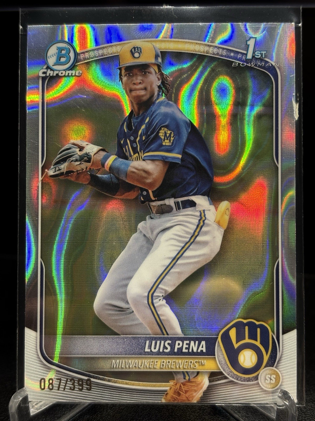 2025 Bowman Chrome Luis Pena #BCP-38 Lava Refractor /399 (RC) Brewers