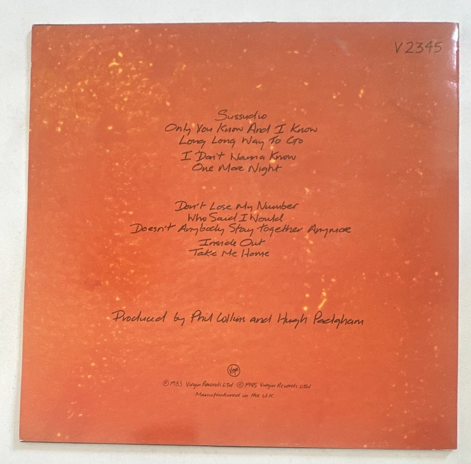 Phil Collins  No Jacket Required  1985 Vinyl LP Record Pop Rock + Inner EX / VG+ - Image 3 of 4