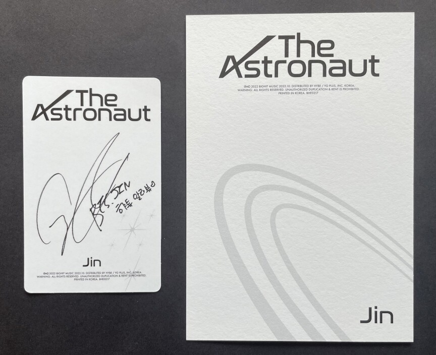 BTS,JIN-THE ASTRONAUT PHOTO CARD+POSTCARD 2 | eBay