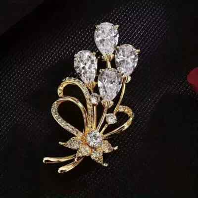 #ad 14K Yellow Gold Plated Pear Cut 3Ct Lab Created Diamond Men#x27;s Charm Brooch Pin $125.39