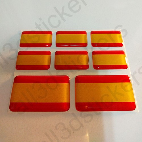 Pegatinas España Sin Escudo Pegatina Bandera España Adhesivo 3D Relieve Resina - Picture 2 of 3