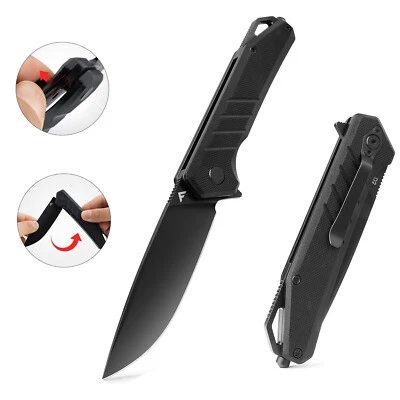 FLISSA 200mm Taschenmesser Einhandmesser，G10 Griff,D2 Messer für Camping