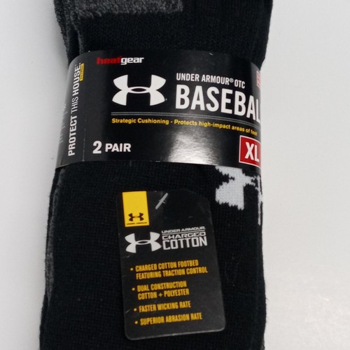 Under Armour Heat Gear Baseball 2 Paar Pack schwarze Herrensocken XL Größe 13-16 - Bild 5 von 7