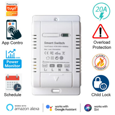 Smart Switch Circuit Breaker APP Remote Control Power Overload for Alexa Google/