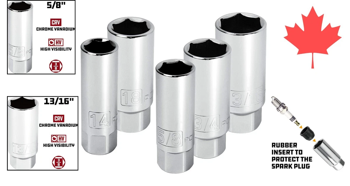 Professional 5 Piece Spark Plug Socket Set Metric Fastener