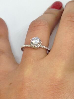 anello solitario argento 925 rodiato anallergico bluamante zirconi