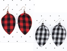 Buffalo Plaid Leaf Earrings Available in 2 Colors 