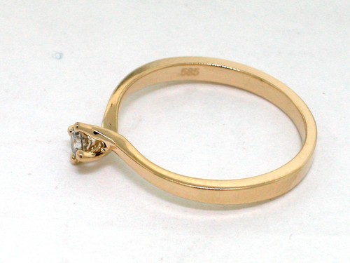 Anillo de compromiso solitario brillante anillo 585 oro amarillo 14 quilates brillante 0,14 quilates - Imagen 4 de 6