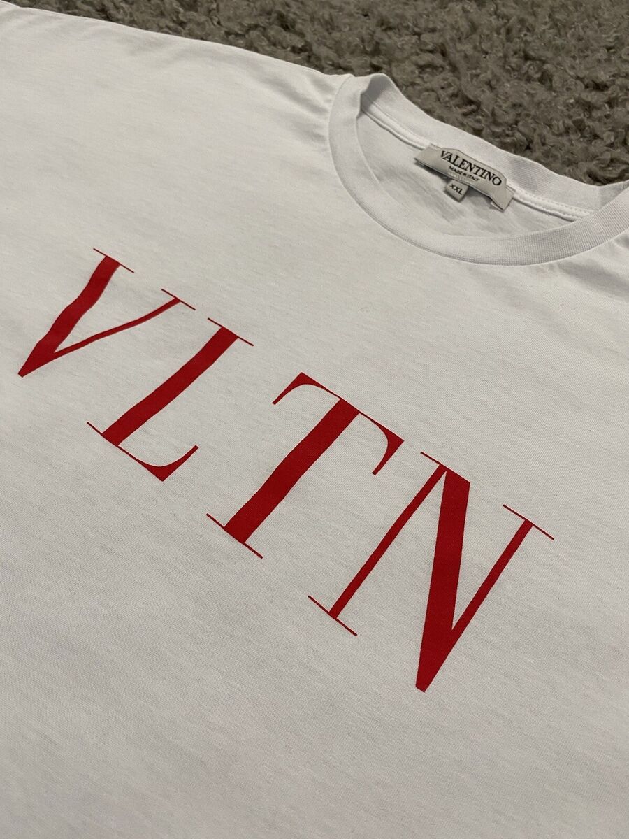 VALENTINO MENS VLTN RED LOGO T-SHIRT VINTAGE OVERSIZED WHITE VALENTINO MENS VLTN RED LOGO T-SHIRT VINTAGE OVERSIZED WHITE