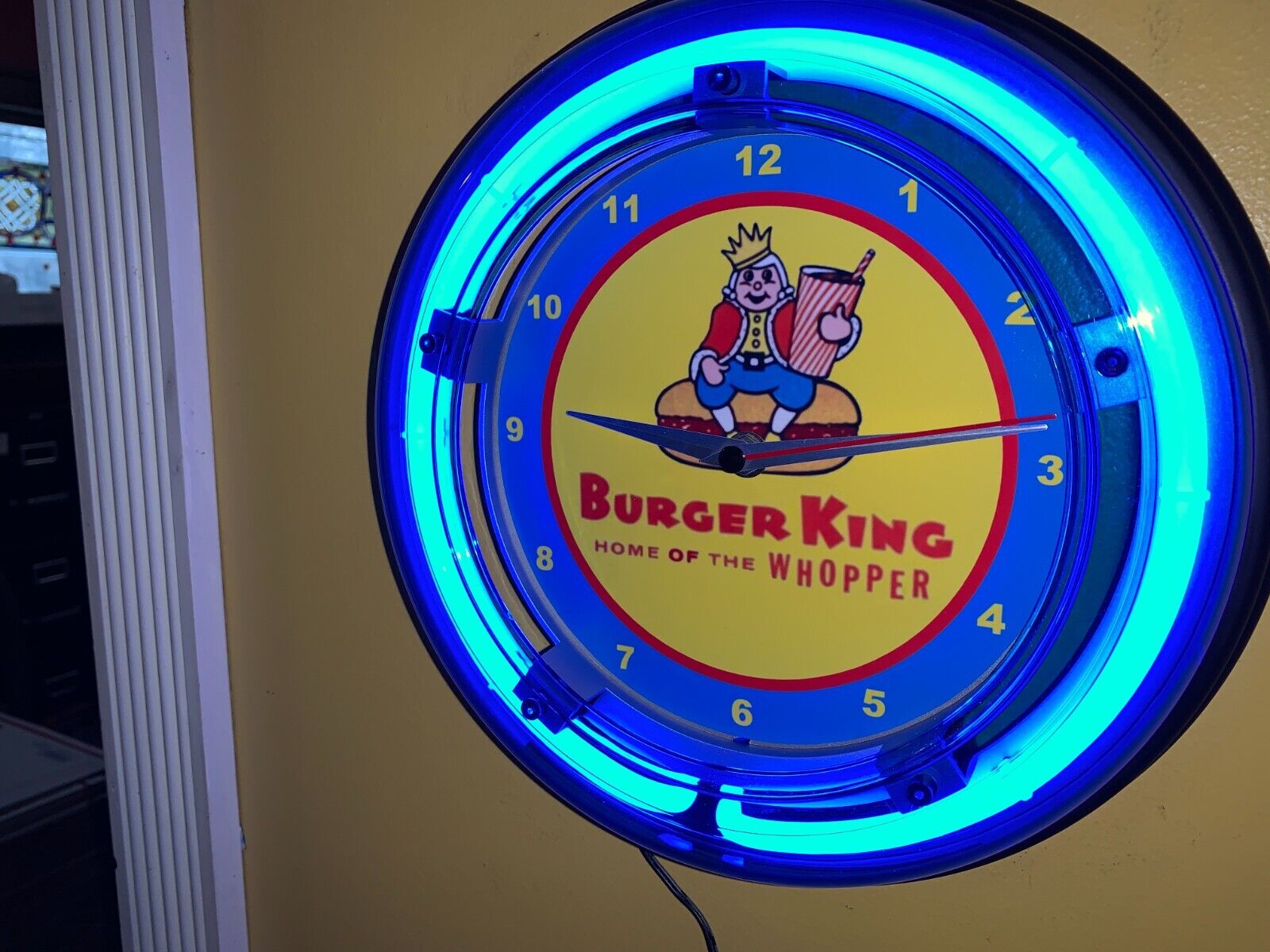 Burger King Whopper Restaurant Diner Kitchen Neon Wall Clock Advertising Sign