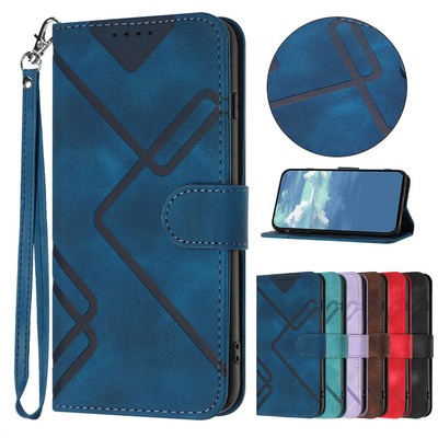 For Samsung Galaxy S24 S23 S22 S21 S20 Note20 9 8 Solid Color Leather Phone Case