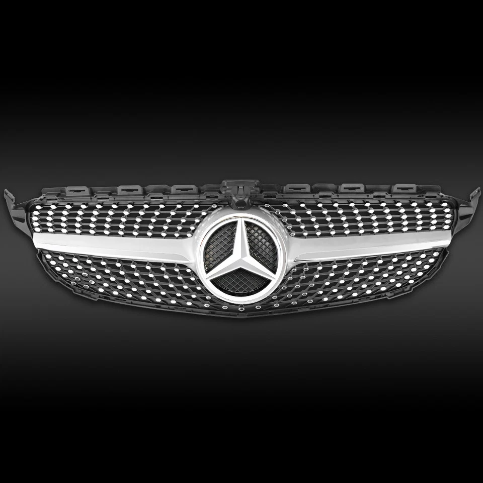 Front Grille For Mercedes Benz 2015-2018 W205 C-Class C250 C300 C43 W/Led Emblem - Image 3 of 4