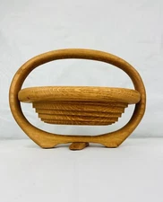 Vintage Oak Wood Collapsible Folding Fruit Basket Display USA Made Wooden Ways 