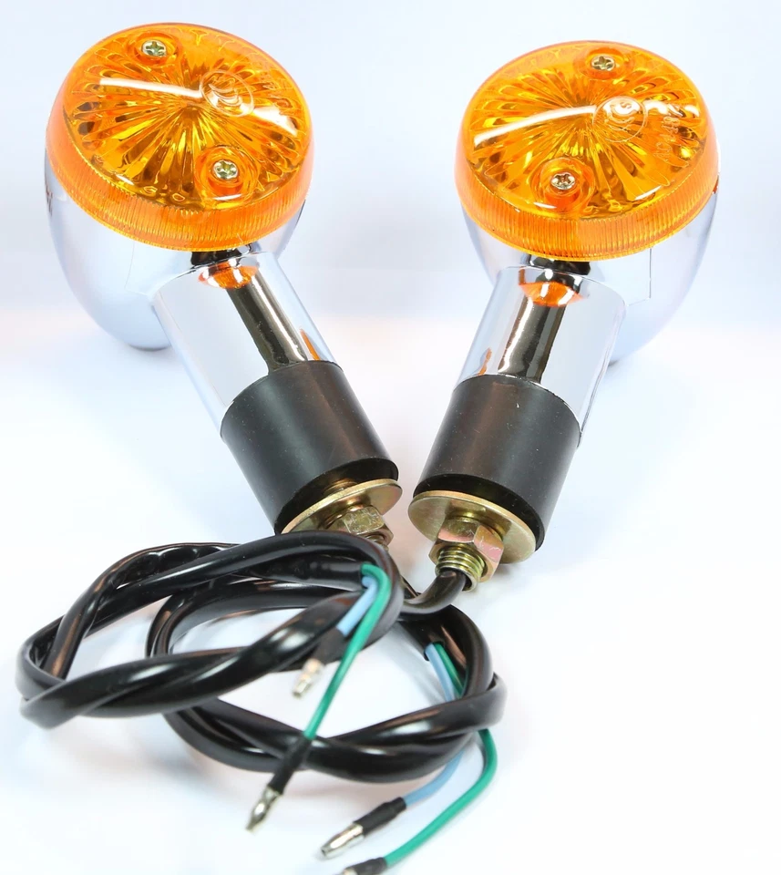 Luces indicadoras intermitentes delanteras traseras bala cromadas ámbar para motocicleta Foto 2 de 4