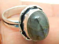 Natural Labradorite GemStone Ring 925 Sterling Silver Plated Jewelry Size 9